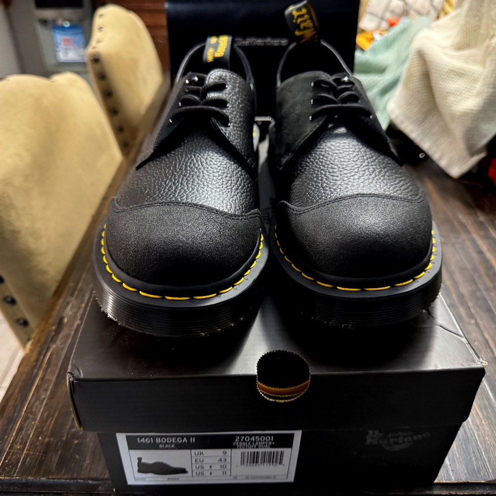 Dr. Martens x Bodega II US M 10 1461 Black Leather Shoes Men's Black Pebble New